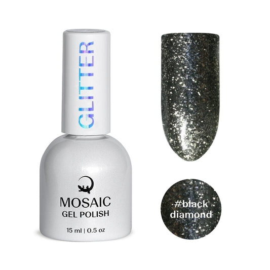 Gel Polish GLITTER Collection - BLACK DIAMOND 15ml