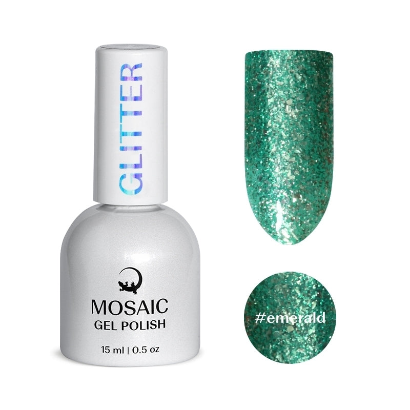 Gel Polish GLITTER Collection - EMERALD 15ml