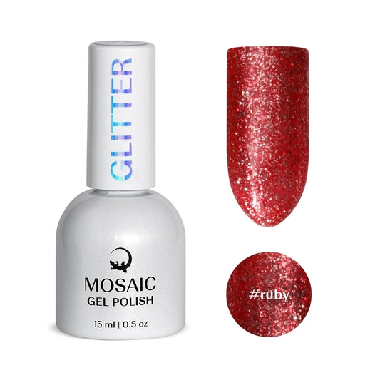 Gel Polish GLITTER Collection - RUBY 15ml