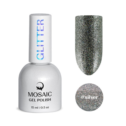 Gel Polish GLITTER Collection - SILVER 15ml